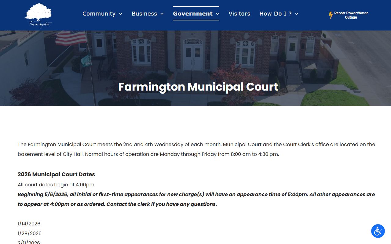 St. Francois County court dockets Farmington Municipal Court schedule