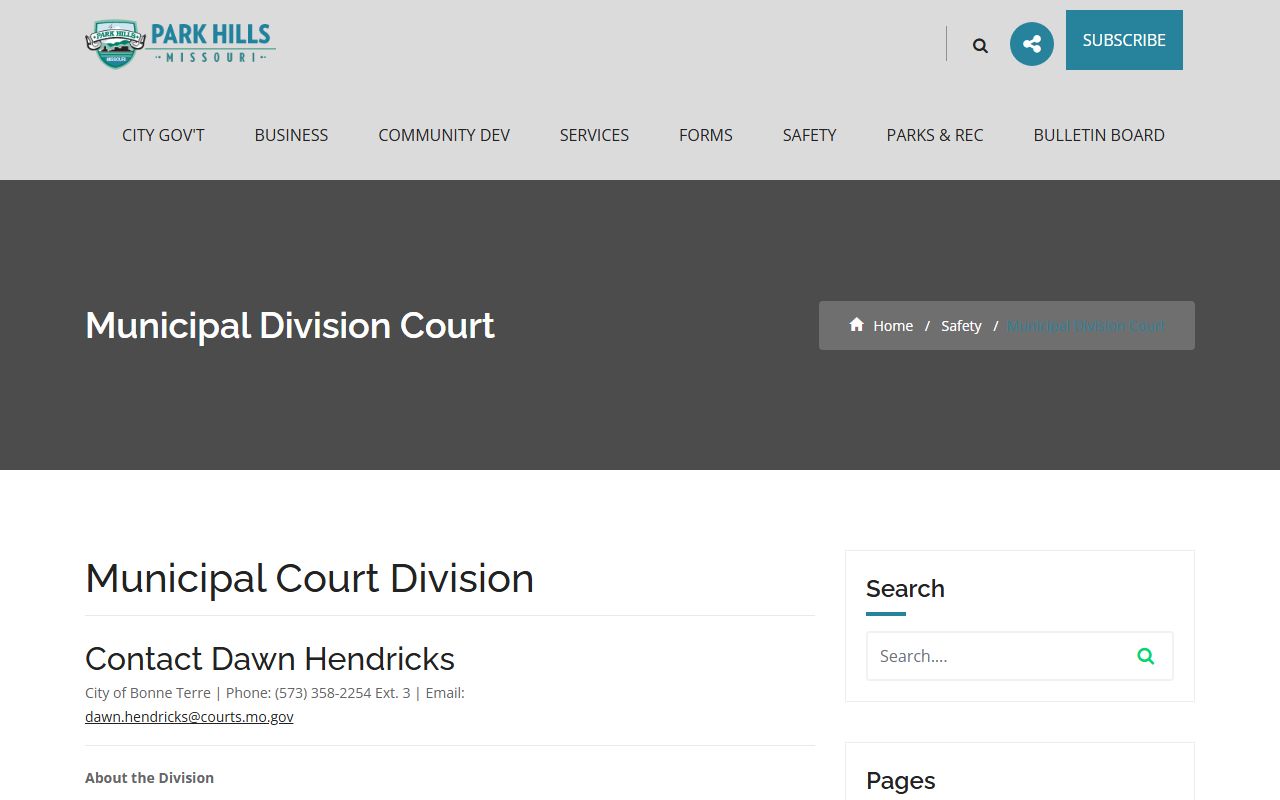 St. Francois County court dockets Park Hills Municipal Division Court