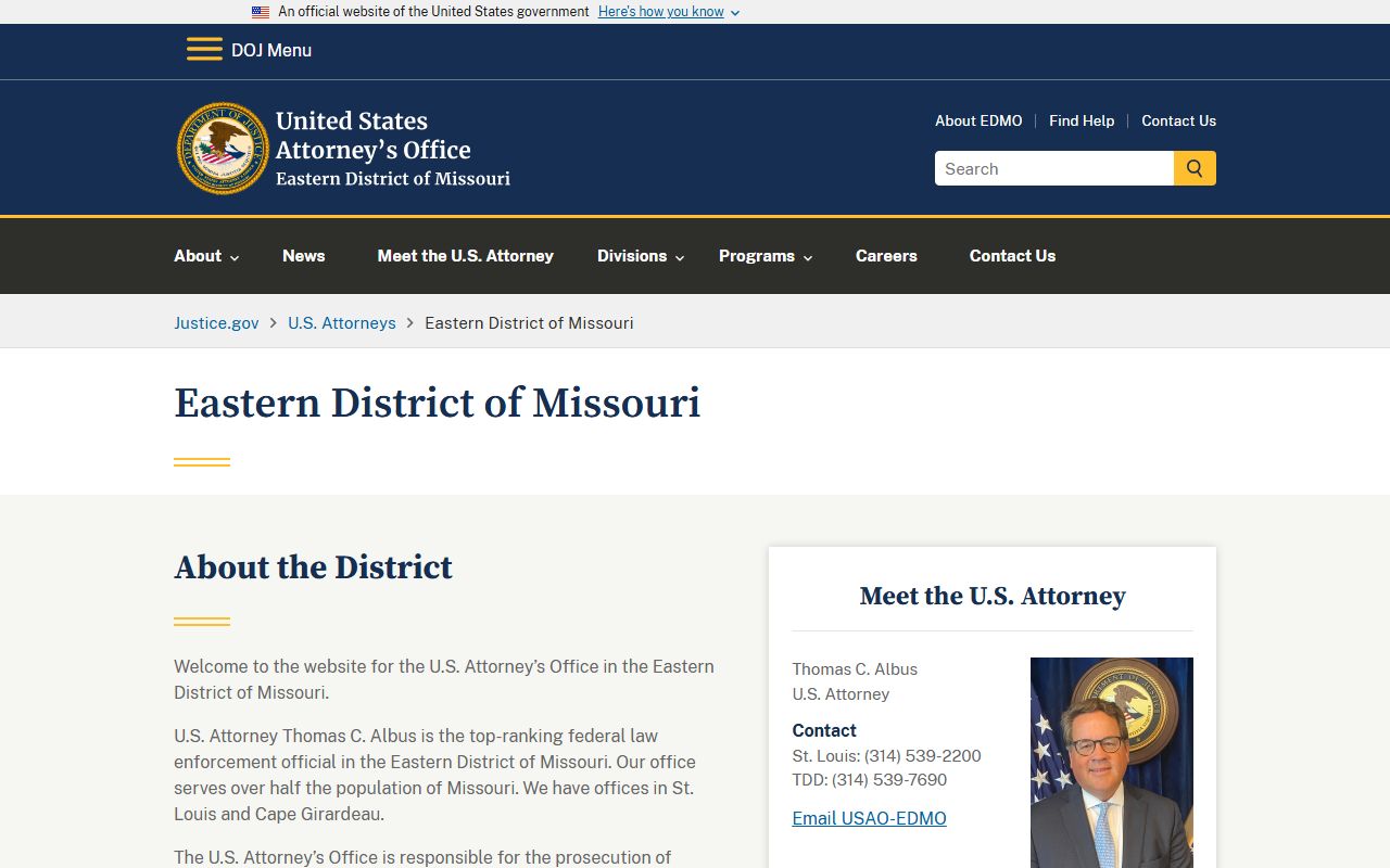 St. Francois County criminal court records U.S. Attorney Eastern District of Missouri