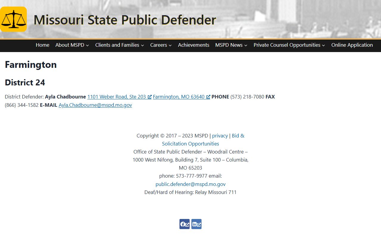 St. Francois County criminal court records public defender Farmington District 24