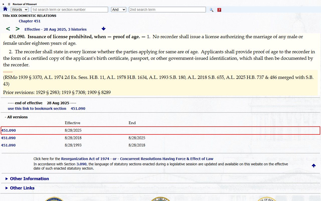 St. Francois County probate records related marriage-license statute