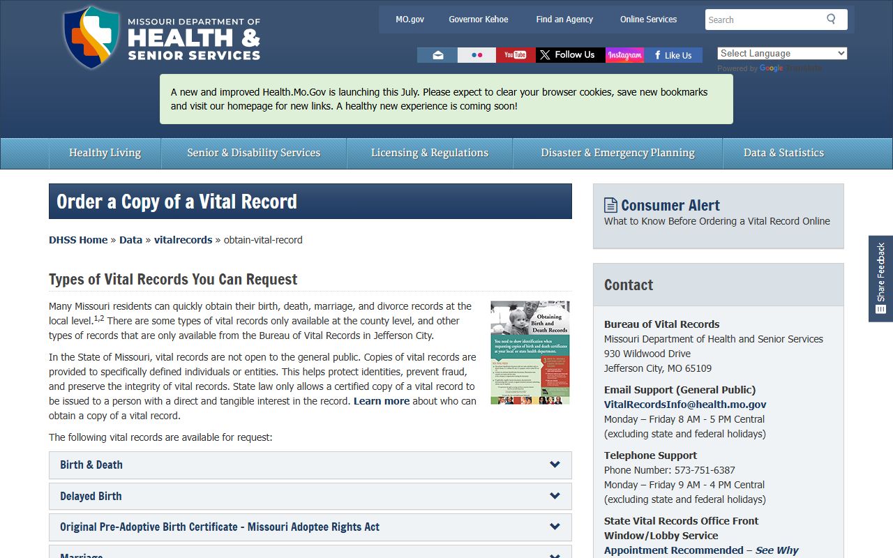 St. Francois County probate records and Missouri vital records source